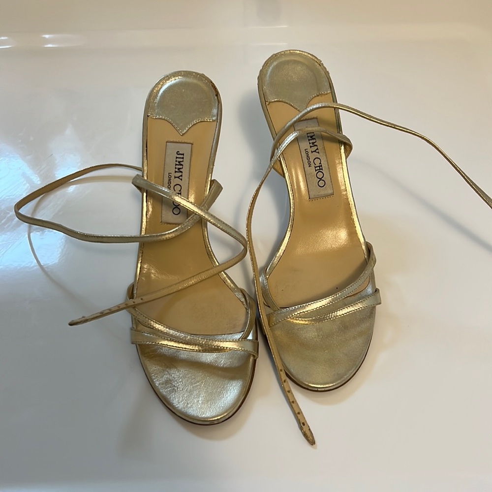 Champagne gold strappy jimmy choo heels